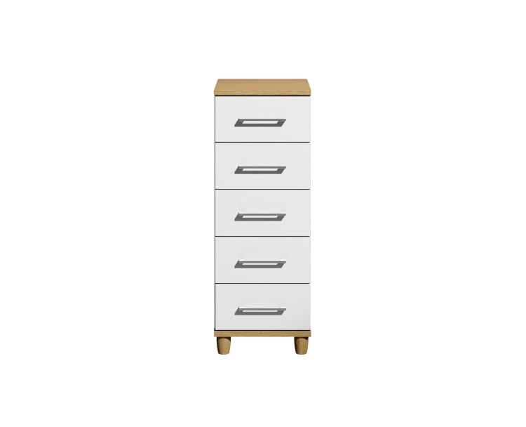 Kt Halo Gloss White 5 Drawer Narrow Chest By Uk Bed Store