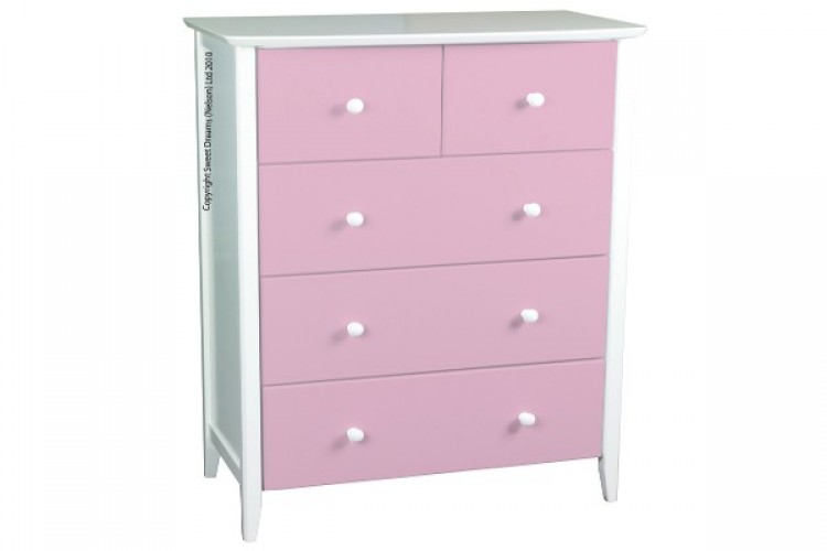 Sweet Dreams Kipling Ruby Pink 5 Drawer Chest Of Drawers