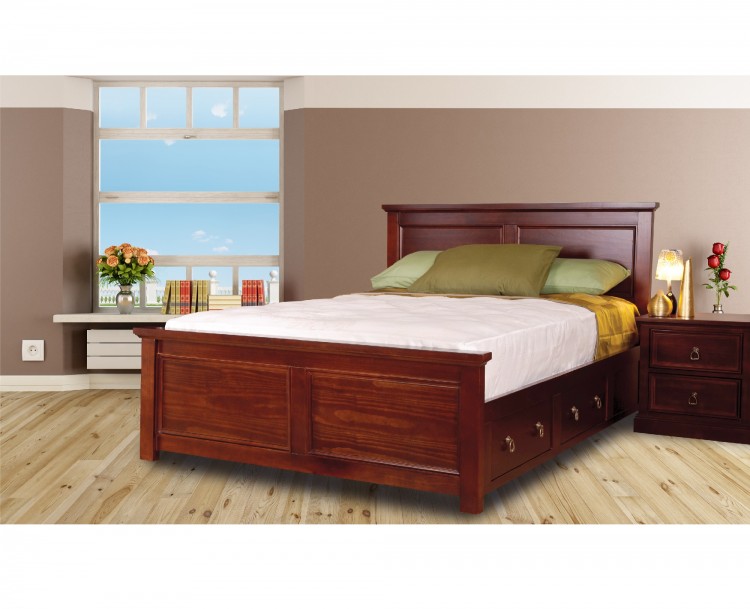 Sweet Dreams Wagner 4ft6 Double Bed, Leather Sleigh Bed With Drawers Underneath