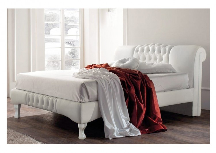 Sleep Design Knightsbridge 5ft Kingsize White Faux Leather Bed