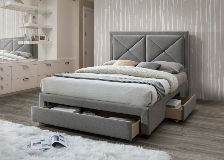 Limelight Cezanne 5ft Kingsize Grey, King Size Fabric Bed Frame With Drawers