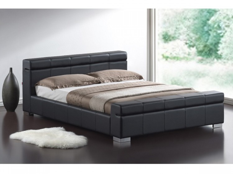Black Faux Leather Bed Frame, Black Leather Headboard King