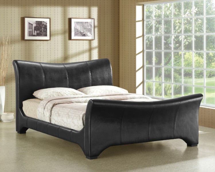 Black Faux Leather Bed Frame, Leather Bed Frame Super King Size