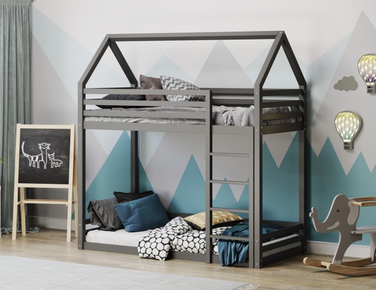 House Bunk Bed In Grey By Flair Furnishings, Play Bunk Beds