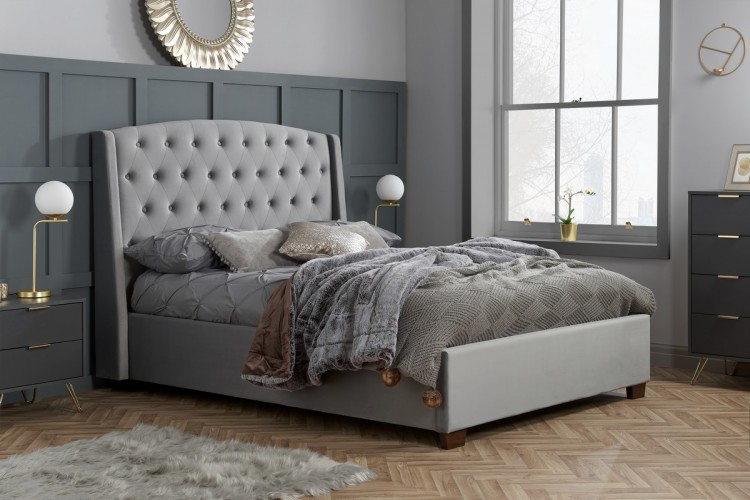 Birlea Balmoral 6ft Super Kingsize Grey Velvet Fabric Bed Frame by ...
