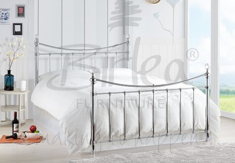 4ft6 Double or 5ft Kingsize White or Black Metal Bed with Rounded Finials 4ft 