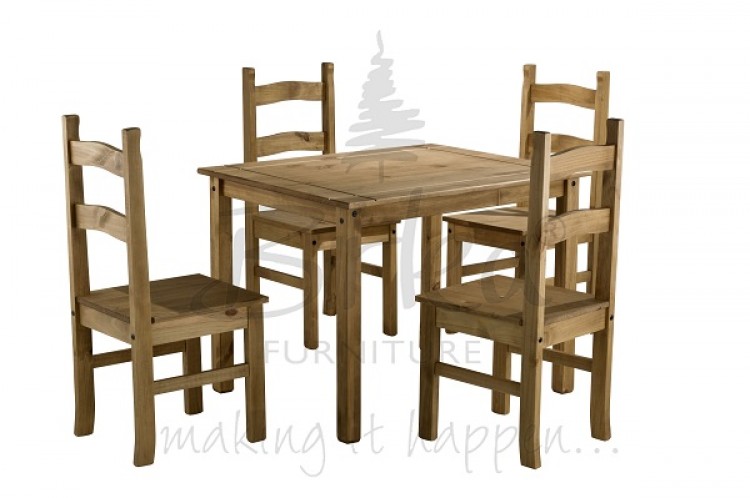 Birlea Corona Budget Pine Dining Table Set With 4 Chairs By Birlea