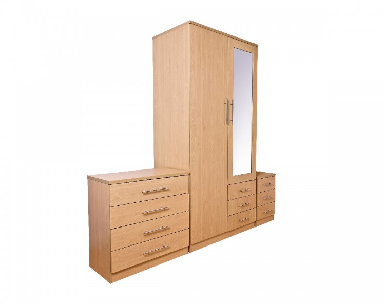 Gfw Las Vegas 2 Door 3 Drawer Beech Wardrobe With Mirror By Gfw