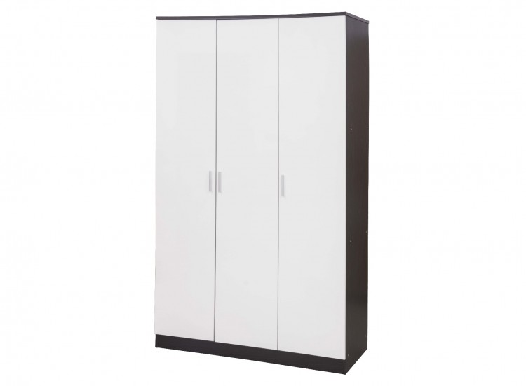 Gfw Ottawa 3 Door Wardrobe In Black Oak And White Gloss By Gfw
