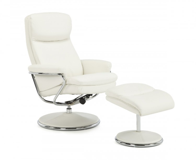 Serene Halden White Faux Leather, Modern White Leather Recliner Chair