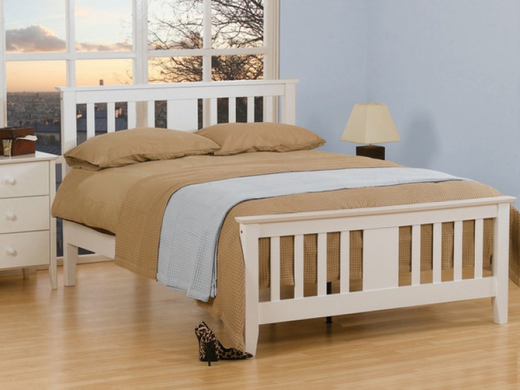 White Wooden Bed Frame, Dreams King Size Bed