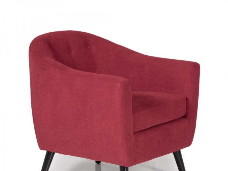 red fabric tub chair