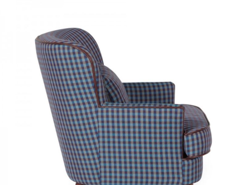 blue and white checkered chair