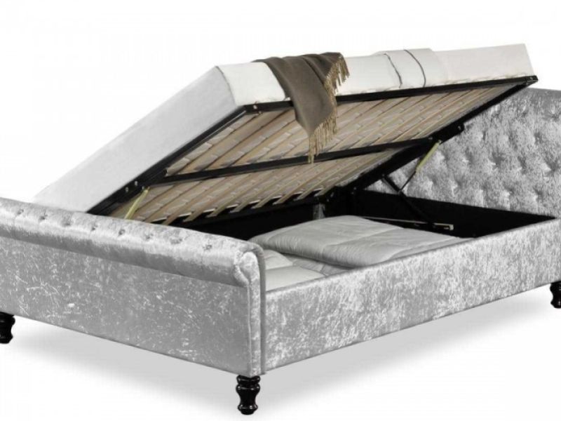 Silver crushed velvet on sale ottoman bed