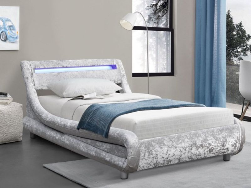 crushed velvet silver single bed