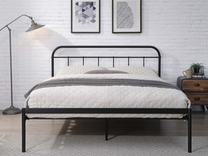 black metal frame small double bed