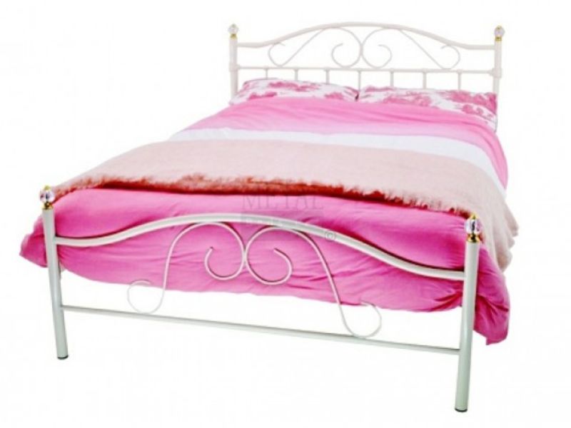 white metal small double bed