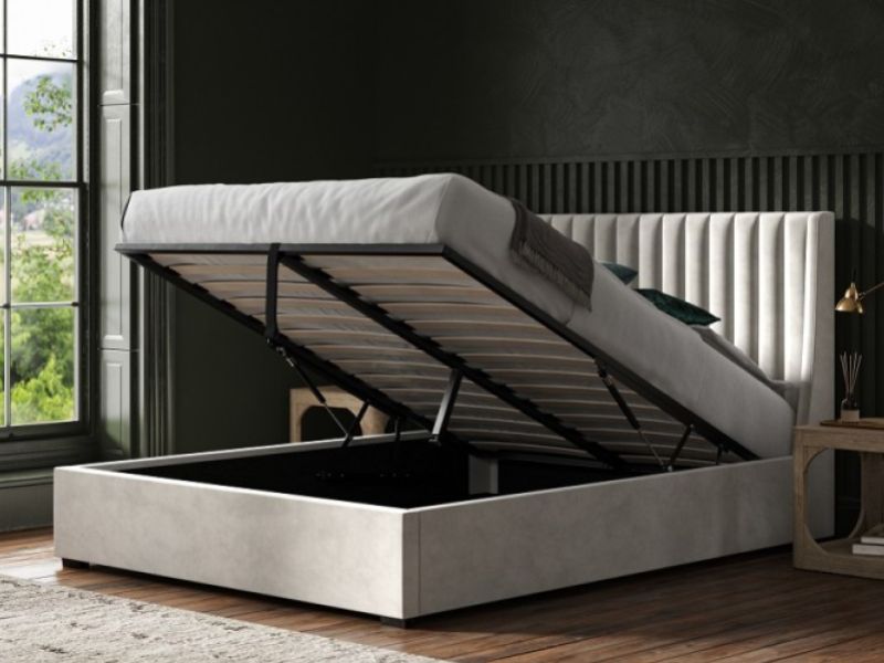 Emporia Bramcote 5ft Kingsize Light Grey Velvet Fabric Ottoman Bed by ...