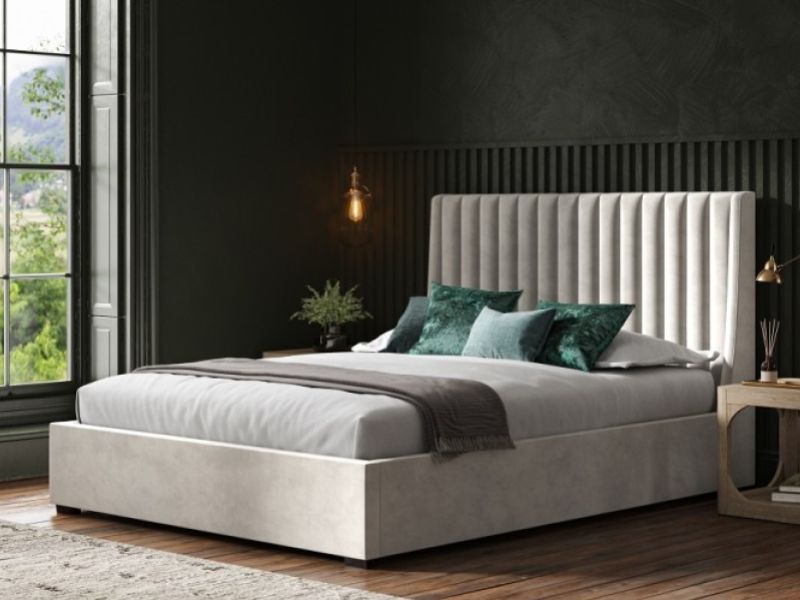 Emporia Bramcote 5ft Kingsize Light Grey Velvet Fabric Ottoman Bed by ...