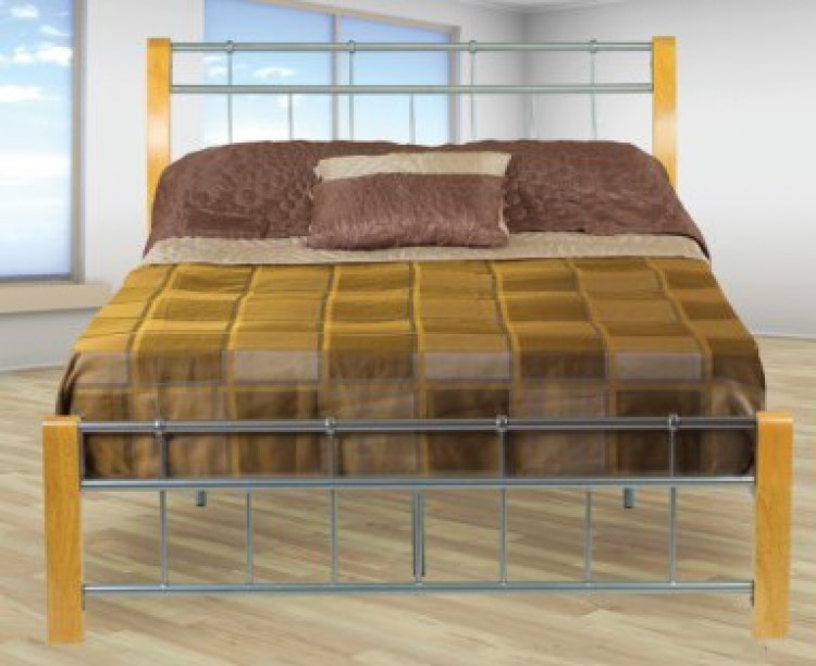 Double Oak Legs Silver Metal Bed Frame, Single Metal Bed Frame Dimensions