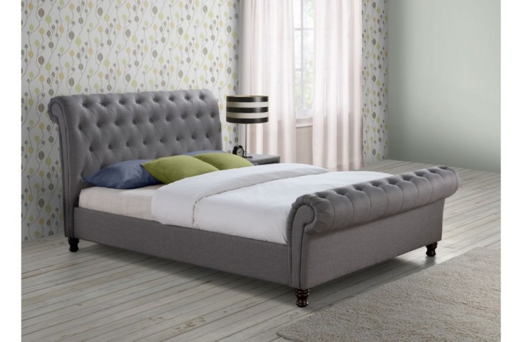 Super Kingsize Grey Fabric Bed Frame, Fabric Bed Frames King Size