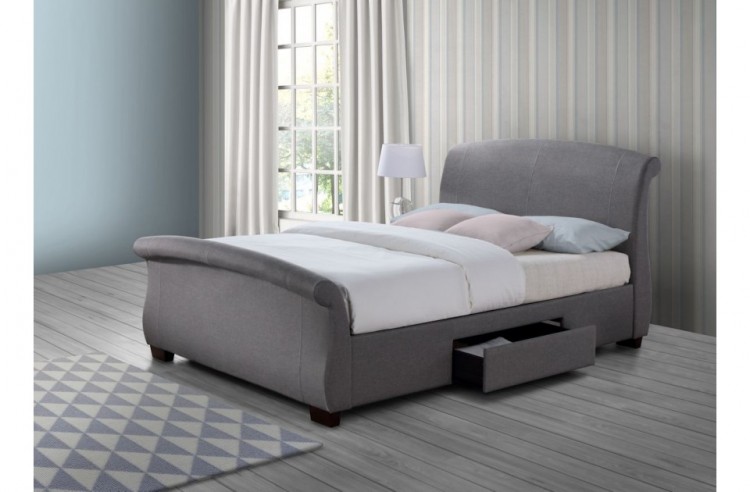 Birlea Barcelona 5ft Kingsize Grey, King Size Sleigh Bed With Storage