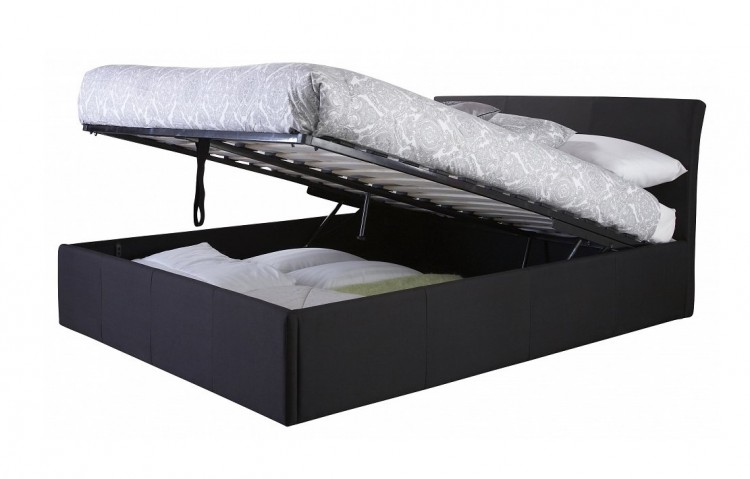 Black Fabric Ottoman Bed Frame By Gfw, Black King Size Storage Bed