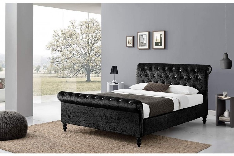 Sleep Design St James 5ft Kingsize, Black Velvet Bed Frame