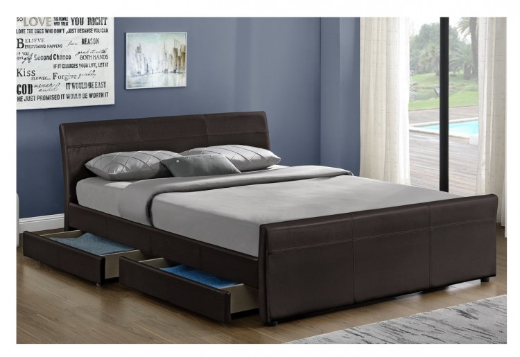 Faux Leather Storage Bed Frame, Faux Leather King Size Bed With Storage