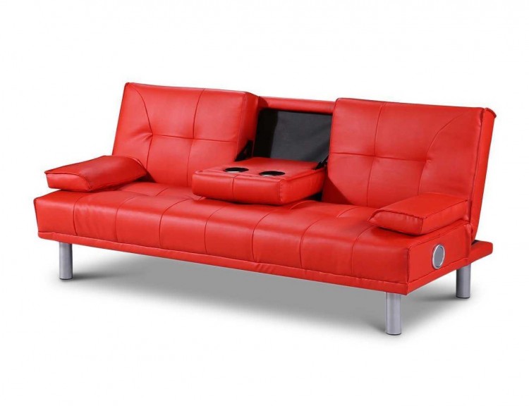 Sleep Design Manhattan Red Faux Leather, Fake Leather Sofa Bed
