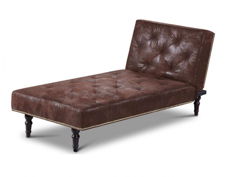 Sleep Design Charles Brown Faux Suede, Leather Chaise Lounge Sofa Bed