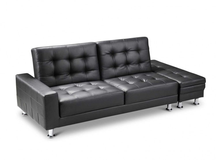 Sleep Design Knightsbridge Black Faux, Black Leather Sofa Bed Couch