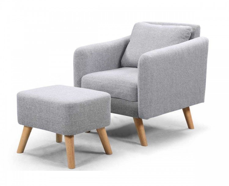 Sleep Design Blithfield Light Grey, Light Grey Chair With Ottoman