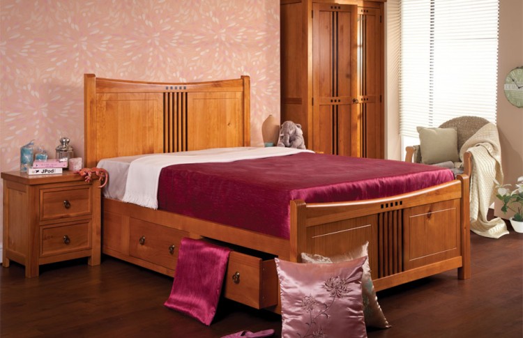 Sweet Dreams Curlew Oak 5ft King Size Wooden Bed Frame With Under Sweet Dreams Curlew Oak 5ft King Size Wooden Bed Frame With Under Drawers