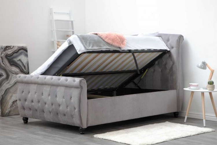 Sleep Design Hampton 5ft Kingsize Grey, Grey Sleigh Bed King Size