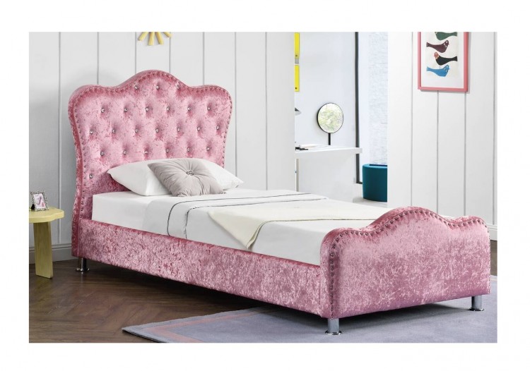 Sleep Design Windsor 3ft Single Crushed, Pink King Size Bed Frame
