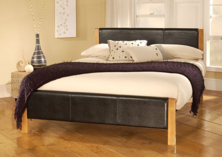 Black Faux Leather Bed Frame, Wood And Leather Bed Frame