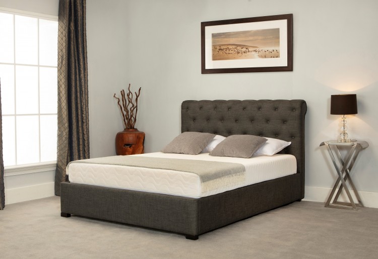 Emporia Balmoral 4ft6 Double Grey Fabric Ottoman Bed By Emporia Beds