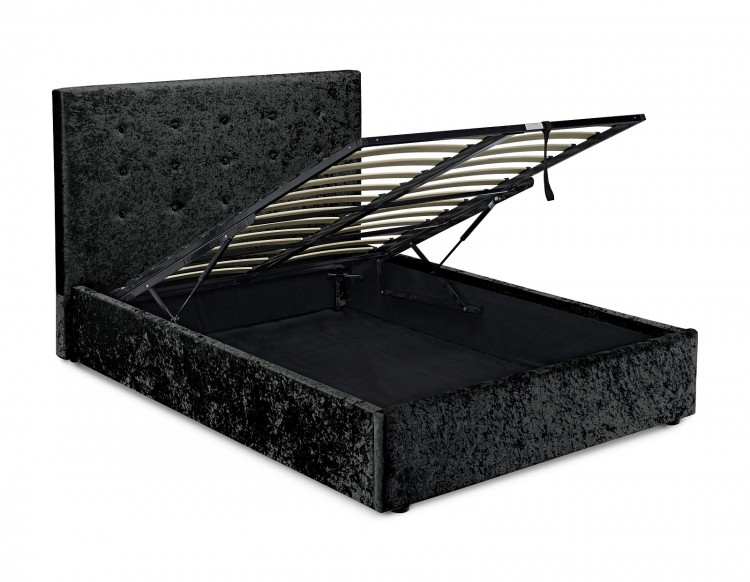 Lpd Rimini 5ft Kingsize Black Velvet, Black King Size Storage Bed