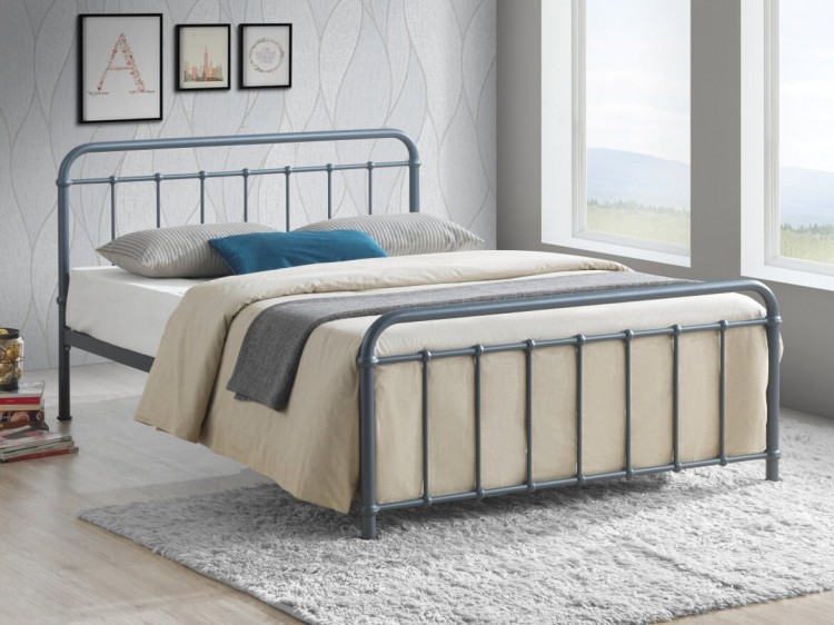 Time Living Miami 4ft6 Double Grey, Metal Bed Frame Double