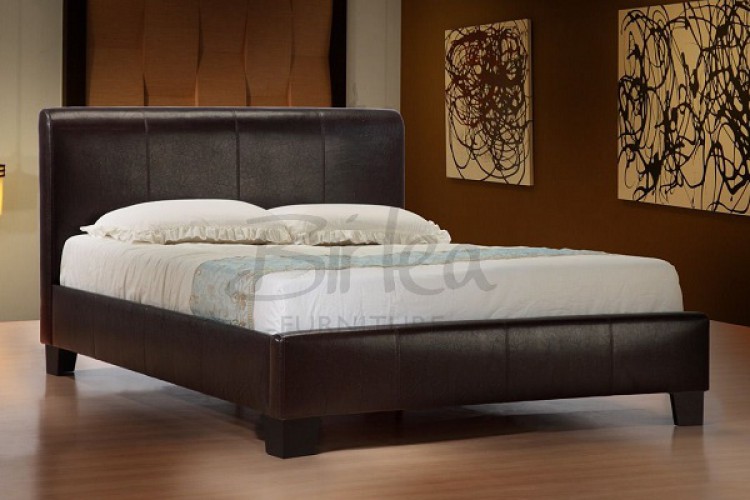 Birlea Brooklyn Brown 4ft6 Double Faux, Tan Leather Bed Frame