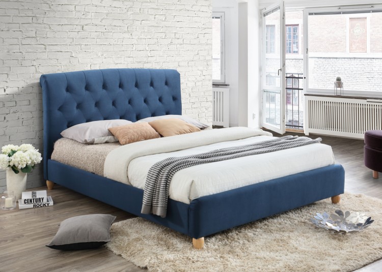 Birlea Brompton 4ft6 Double Blue Fabric, Navy Bed Frame Small Double