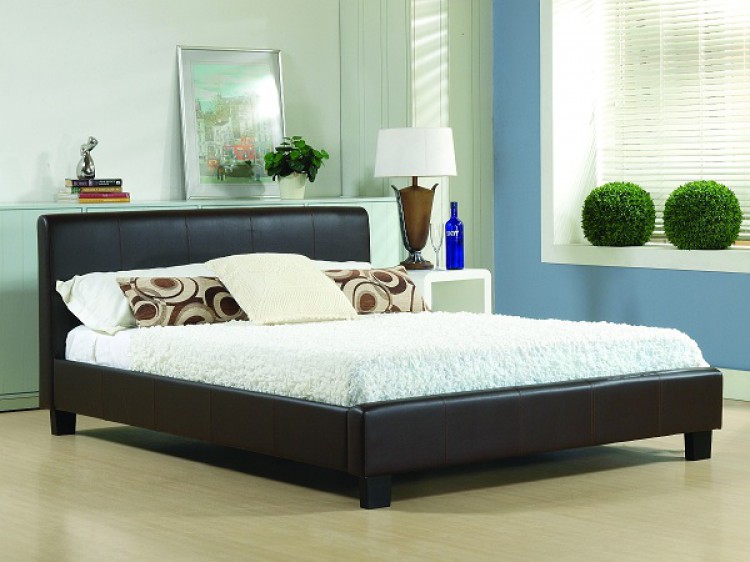 Time Living Hamburg 5ft Kingsize Brown Real Leather Bed Frame By Time Living Hamburg 5ft Kingsize Brown Real Leather Bed Frame By
