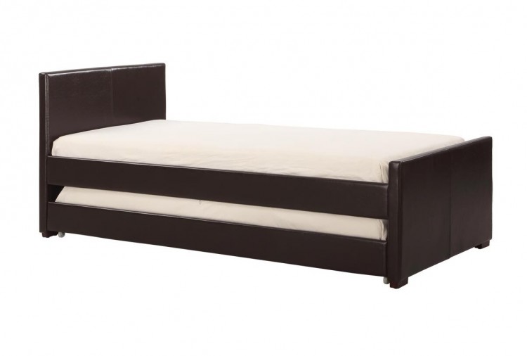 Faux Leather Guest Bed With Trundle, Leather Trundle Beds