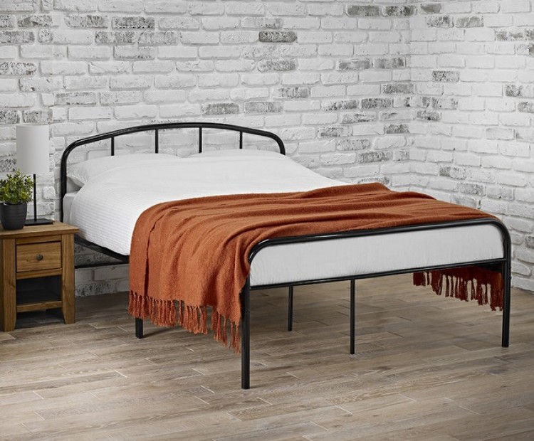 Lpd Milton 4ft6 Double Black Metal Bed, Simple Metal Bed Frame