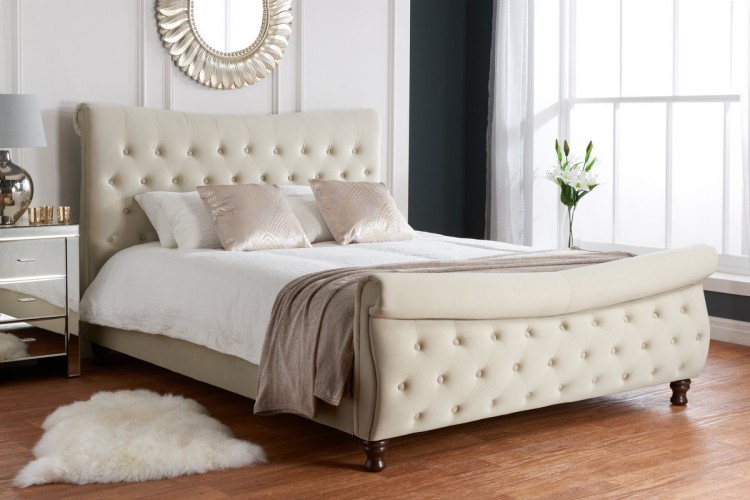 Warm Stone Fabric Bed Frame By Birlea, Fabric Sleigh Bed Frame