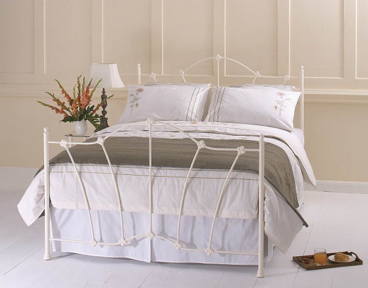 Double Glossy Ivory Metal Headboard, What Size Is A Small Double Headboard