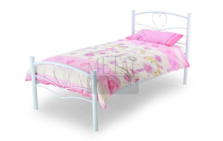 Single White Bed Frame By Metal Beds Ltd, Metal Heart Bed Frame