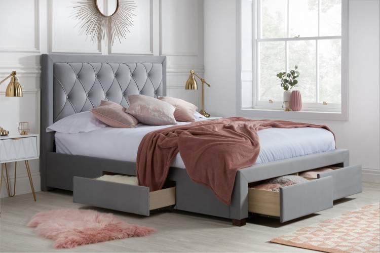 Birlea Woodbury 6ft Super Kingsize Grey, King Size Bed Frame With Drawers