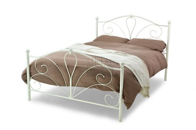 Small Double Ivory Metal Bed Frame, 4ft Bed Frame And Mattress